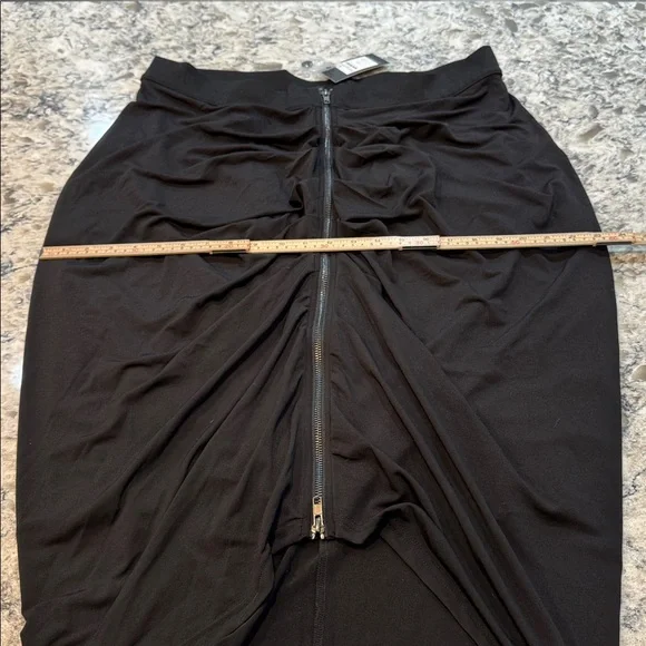 City Chic | Ruched Zip Up Draped Skirt in Black Size M Medium 18 - Picture 5 of 15